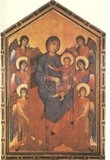 Madona 
Entronizada 
(1295-1300), de Cimabue. Dimensões: 
427 cm x 276 cm. Museu do Louvre, Paris.